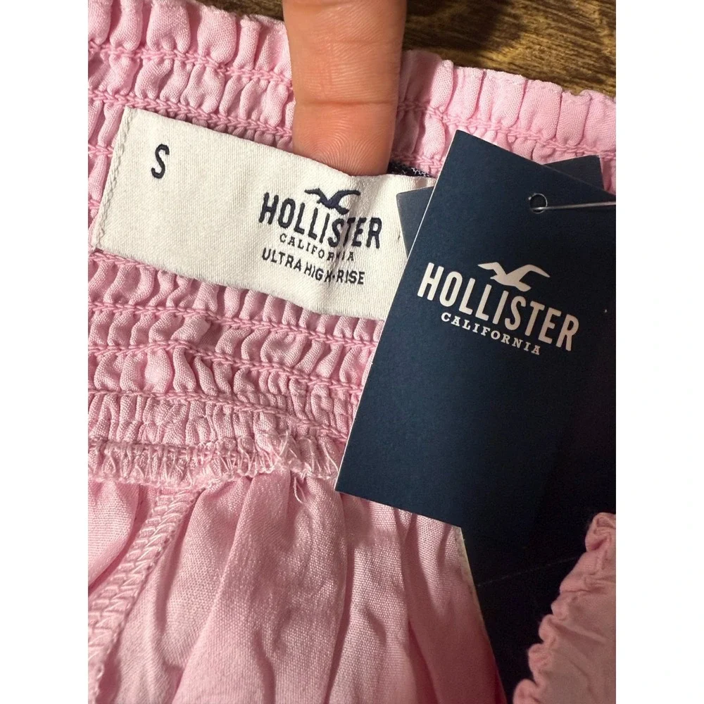 Hollister Skirt Sz S Pink Floral Embroidered‎ Tiered Ruffle Coquette High Rise